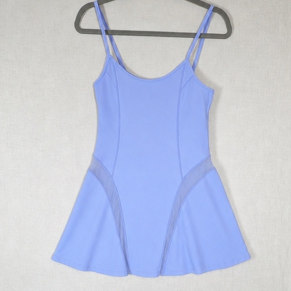 PAC 1980 Exercise Dress Women M‎ Lavender Good Mesh Detail Romper Liner